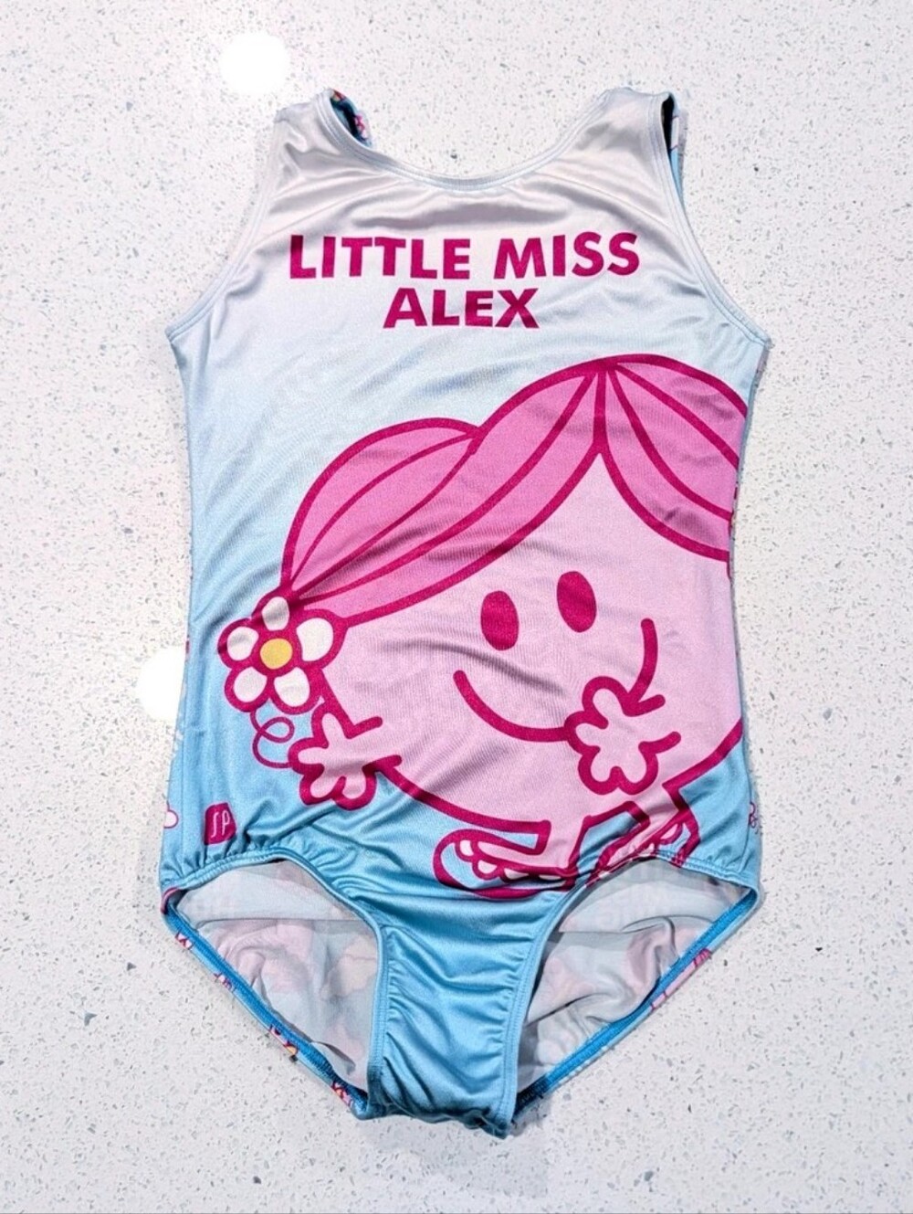 ADORABLE ALEX Custom Sylvia P Medium 10 gymnastics Leotard LITTLE MISS SUNSHINE